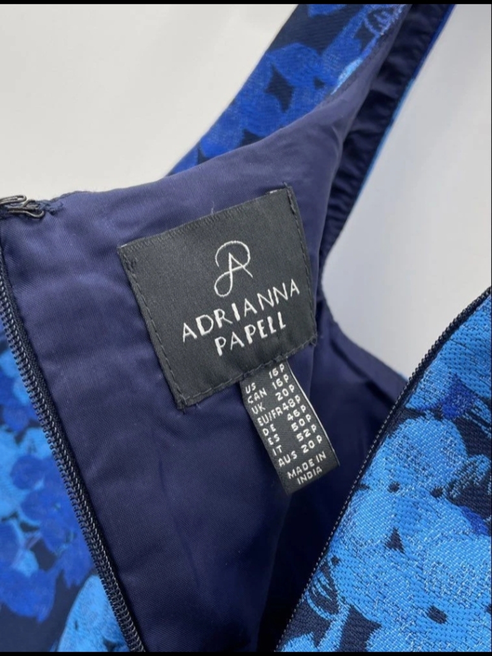 (C-19) SALE! New Adrianna Papell Women's Navy Flora A-Line Dress 16P - Picture 2 of 8